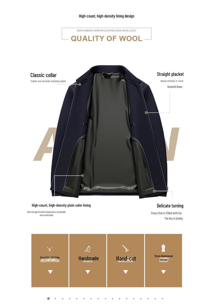 Premium Plus Size Men's Business Casual Jacket for Spring and Autumn - Solid Color Lapel Design
