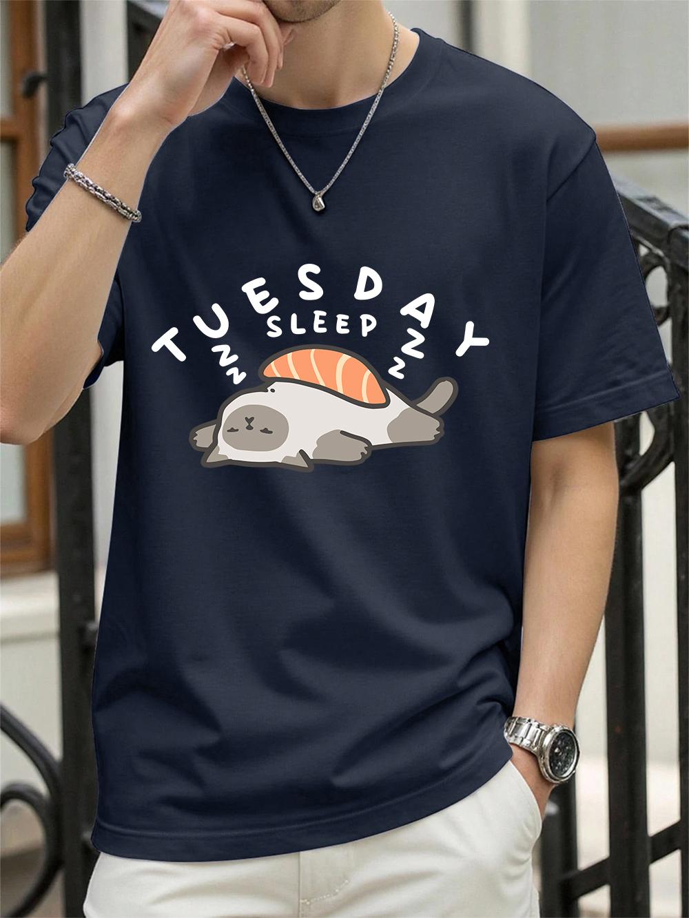 

Tuesday Sleep Cat Printed TShirts Womens Summer Cotton Short Sleeve T Shirt ONeck Comfortable Loose Tops Basic Womans Clothes 3XL