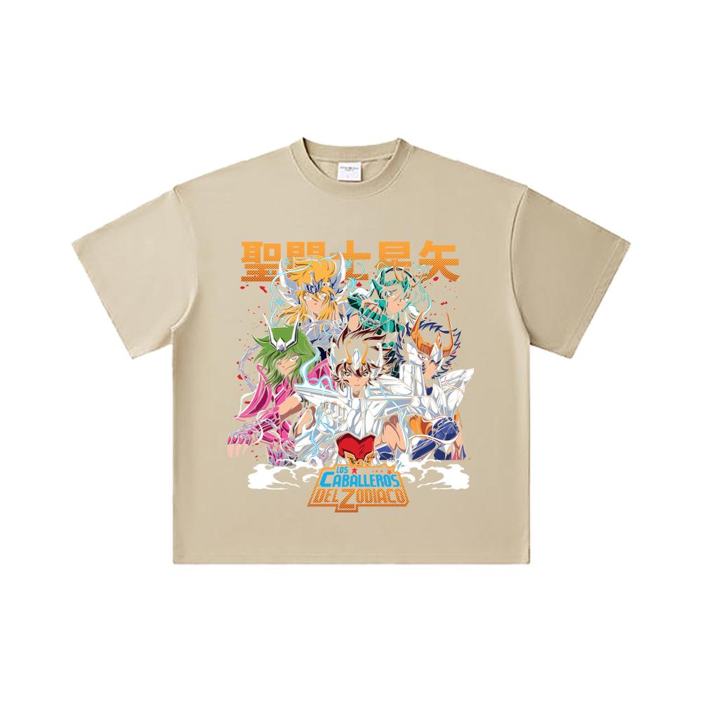 260 GSM Double Yarn 32 Count 100% Cotton Saint Seiya V1 Print Unisex Heavy Cotton T Shirt