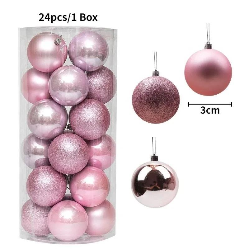 24Pcs 3cm Christmas Balls Christmas Tree Decoration Xmas Hanging Tree Pendants Home Party Christmas Tree Decor New Year Gifts