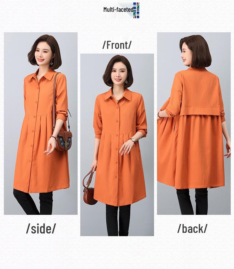 2024 Women's Mid-Length Trench Coat: Chic Spring & Autumn Fashion for Mature Women