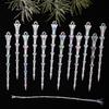 12pcs Christmas Novelties 2026 2027 Clear Acrylic Twisted Icicle Cone Christmas Pendant For  Xmas Tree New Year Eve Decoration