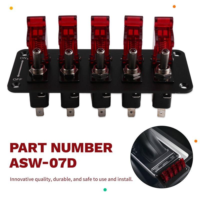 Auto Ignition Switch Panel For Racing Cars 12V 20A 5 Rocker Toggle Push Button Start LED Indicator Vehicle System