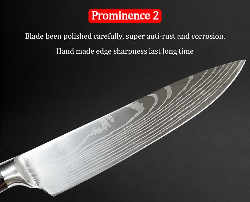 5PCS Damascus Chef Knife Damascus Kitchen Knife Wood Handle Paring Utility Santoku Slicing Chef