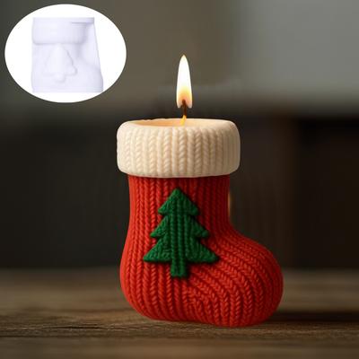 DIY Yarn Knitting Christmas Socks Candles Silicone Mold Sweater Knitting Christmas Tree Long Tube Socks Resin Gypsum Molds Gifts