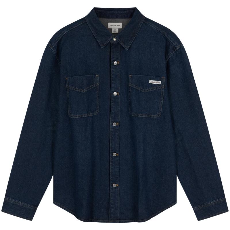 Calvin Klein American Vintage Label Patch Pocket Cotton Denim Shirt Men shirts 4RD709G