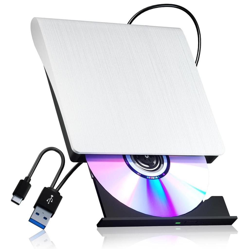 USB 3.0 Type-C External DVD Drive & Disc Burner for Computers and Laptops