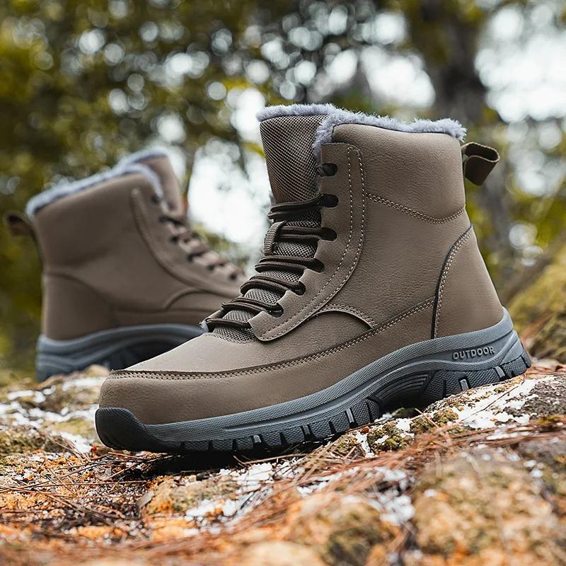 Snow Boots Men Lace Up Mens Shoes Breathable Winter Boots For Men Casual Men Shoe Waterproof Ankle Boots Footwear Work Shoes