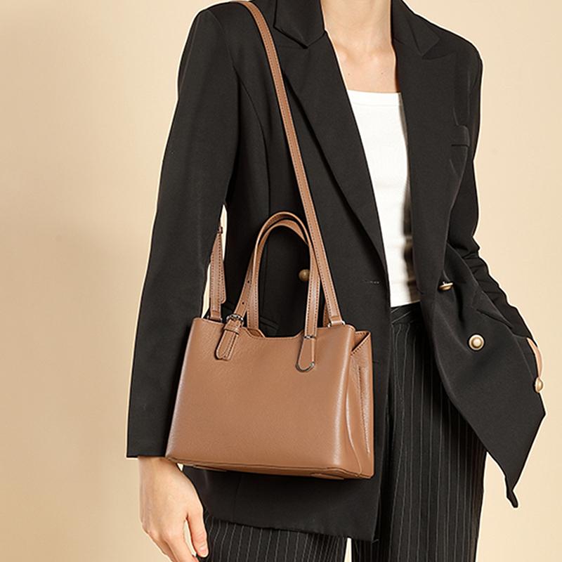 3 Layers Genuine Leather Small Tote Handbags For Women  Trend Designer Work Ladies Shoulder Crossbody Bags