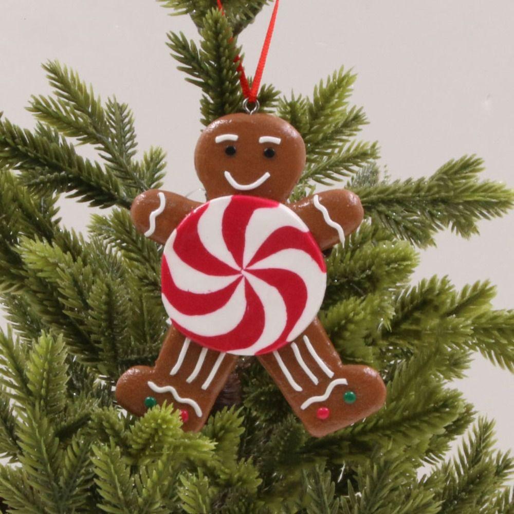 Cartoon Gingerbread Man Vianočné závesné prívesky Mäkká hlina Xmas Tree Decoration Festival