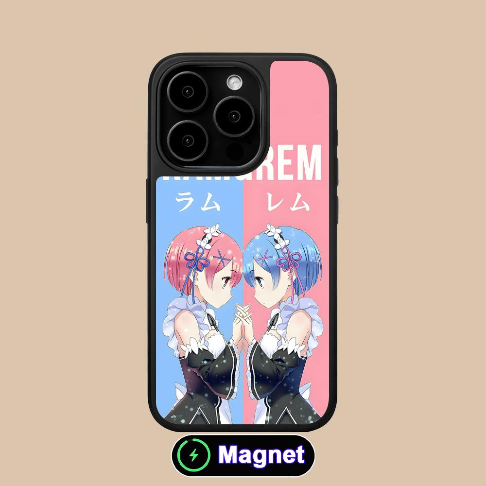 ReZero Rem Ram Matte Surface Magsafe Mobile Phone Case for iPhone 17 16 15 14 13 12 11 Air Pro Max Plus Colorful Cover