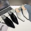 2026 European American Baotou Half Women's Soft Leather Slope Heel High Cool Fashion Outwear Thick Lazy Muller Shoes