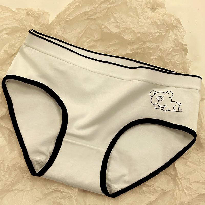 Soft Cotton Underwear For Women Featuring Cute Cartoon Bears In Stylish Mid-rise Design