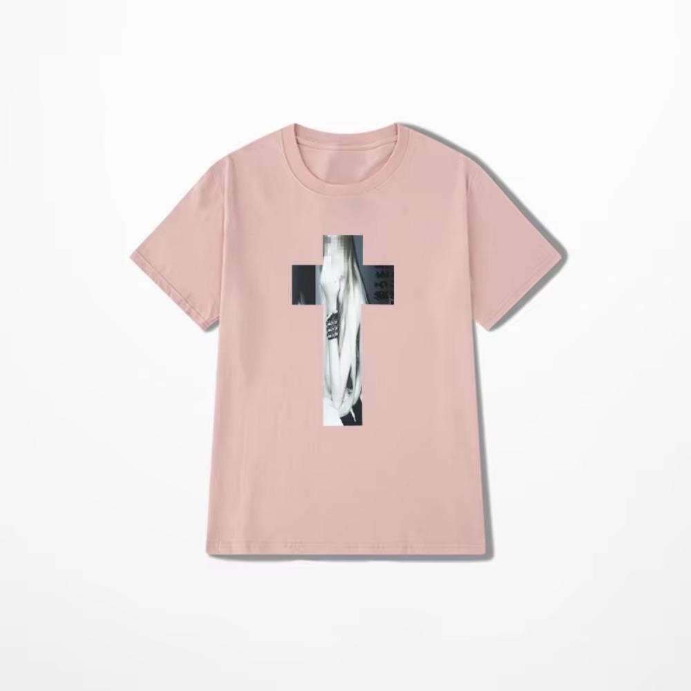 Cross Hip Hop Harajuku Graphic Print Pure cotton Tee Chic Streetwear Punk Short Sleeve T-shirt Vintage Gothic Y2K Cotton T-shirt