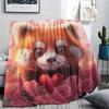 Pink Red Panda pattern Flannel Blanket, High quality Comfortable for All Seasons, Home Decor, Warmth and Comfort, Perfect for Gifts.