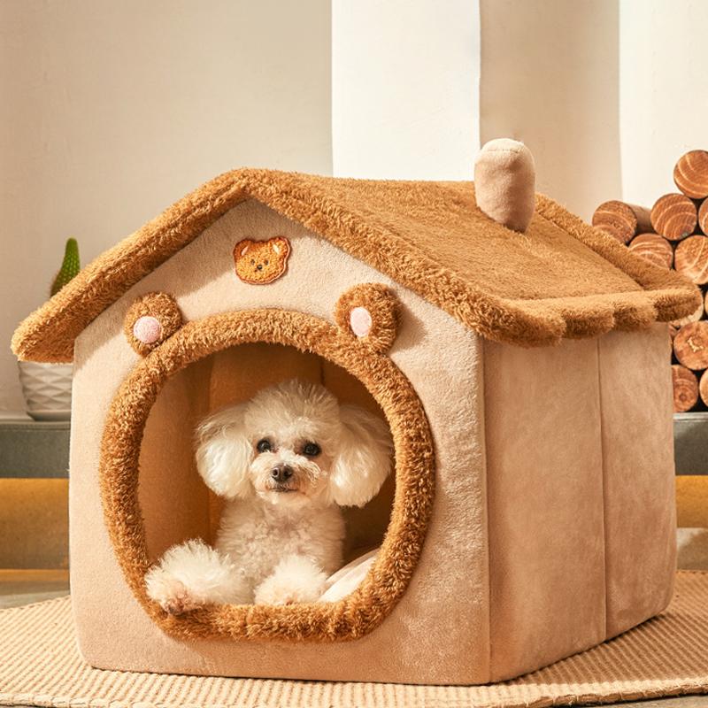 Haustierbedarf Bett Haus Faltbares Haustierhaus Abnehmbares Waschbares Katzenhaus Welpenhöhle Sofa für Kleine Hunde und Kleine und Mittelgroße Katzen