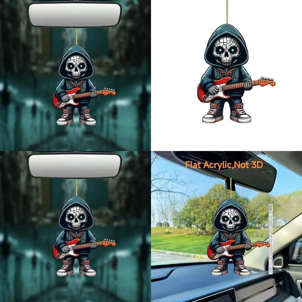 Cartoon Skull Car Ornament With Acrylic Construction For Halloween And Auto Accessories