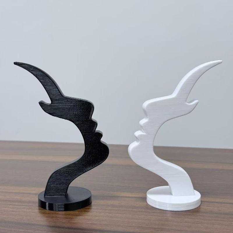 3D Printed Eyeglass Stand Holder Minimalist Line Art Human Profile Side Face Design Fun Simple Desk Organizer & Decor