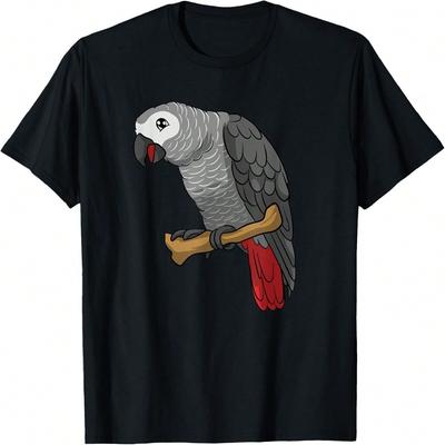 African Grey Parrot Wounisex's Cotton TShirt,Pure Cotton HighQuality Printing,Durable And LongLasting,Casual And Fashionable T Shirt.
