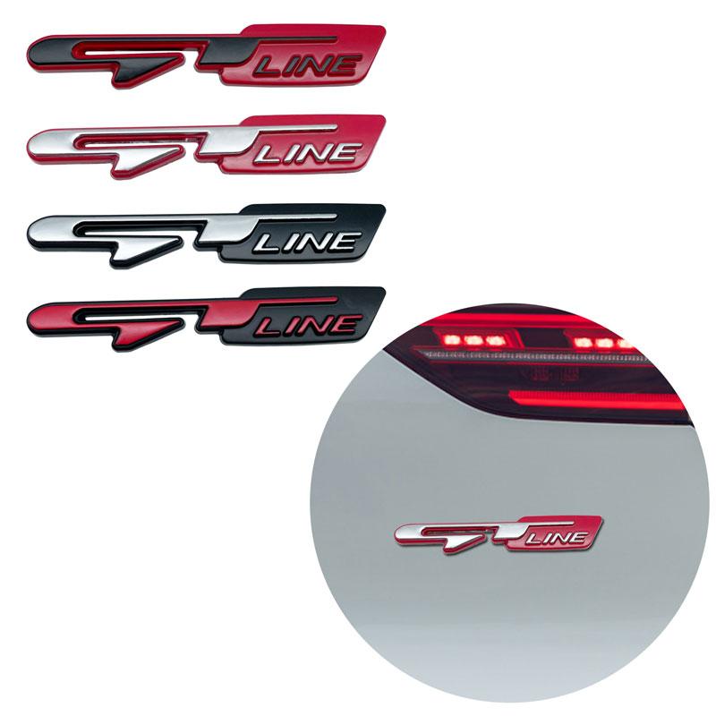 3D Metal Logo GT GT Line Emblem Car Front Grill Badge Rear Trunk Sticker For Kia K3 K5 KX5 Sportage Rio For Peugeot GT RCZ 508