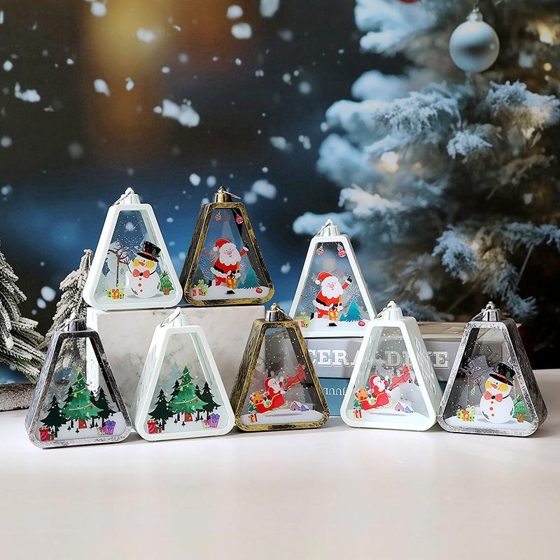 Christmas Retro Wind Lamp,Christmas Led Candle Holders,Snow Globe Lantern Santa Lighted Gifts,Winter Xmas Illuminated Ornament
