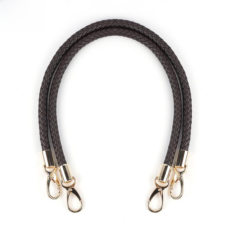 60cm Black PU Leather Woven Bag Handle Strap - Imitation Leather Shoulder Accessory