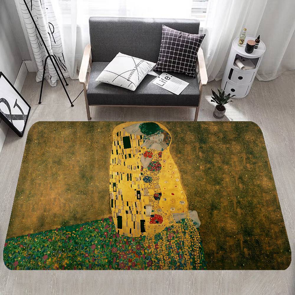 Gustav Klimt The Kiss Floor Mat Rectangle Anti-slip Home Soft Badmat Front Door Indoor Outdoor Mat Welcome Doormat