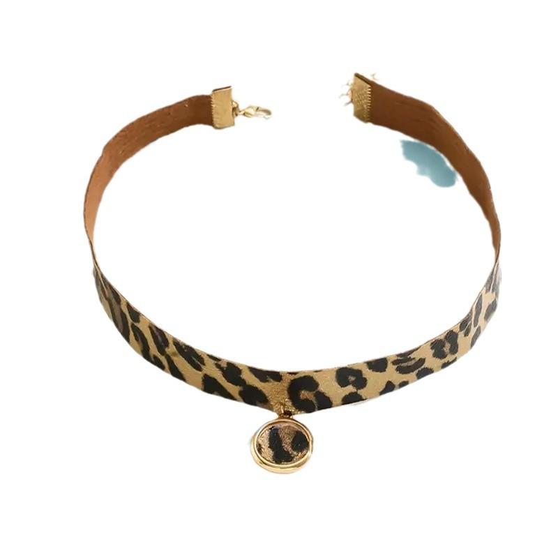 Autumn and Winter Niche Personality Collar Necklace Leopard Print Premium Spice Girl Necklace