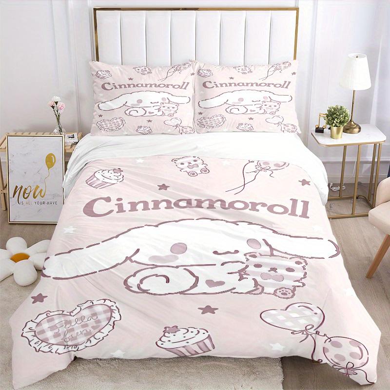 3pcs Heart Cinnamoroll Sanrio Print Cover Set Ultra Soft, Breathable, and Comfortable Bedding with Stylish Design for Bedroom and Guest Room Deco