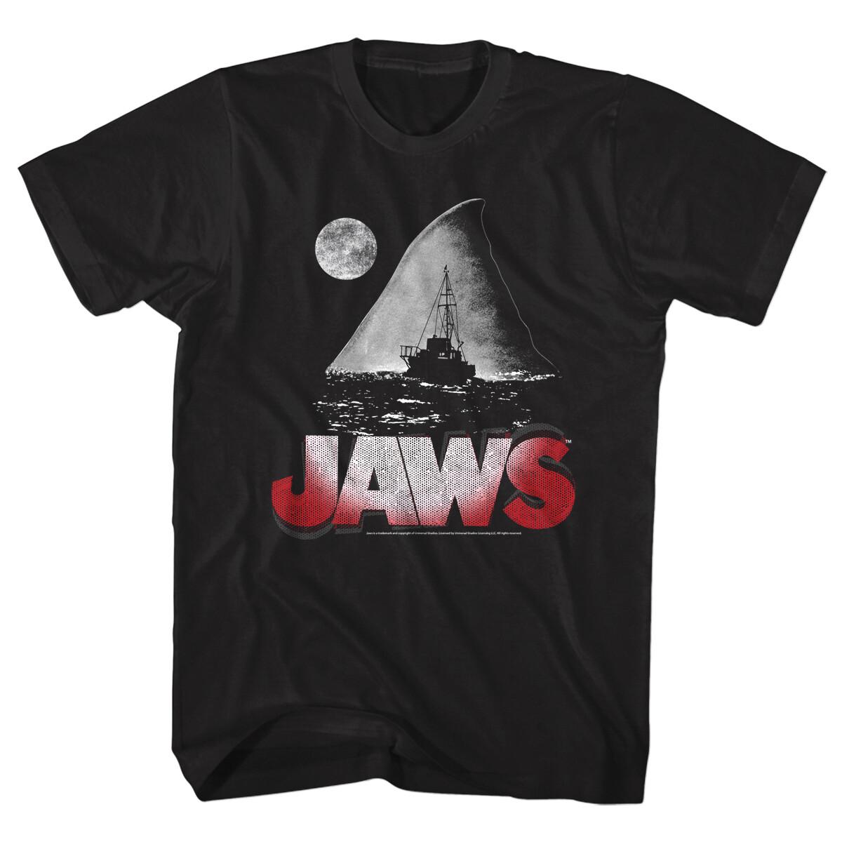 Jaws 70 Thriller Movie Moonlit Night Jaws Orca Boat Fishing Men T Shirt M