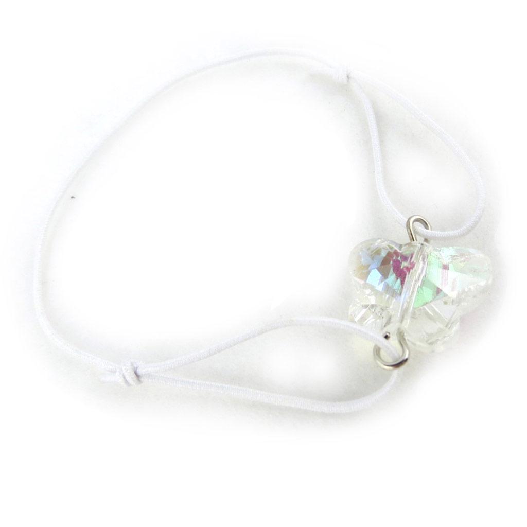 Les Trésors De Lily [N0251] - White 'Crystal' Elastic Bracelet (butterfly)