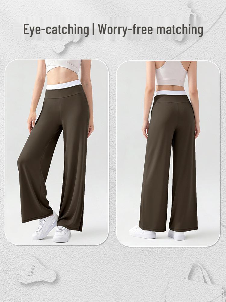 High Waist Straight Leg Women's Yoga Pants - Casual, Slimming, Loose Fit, Wide Leg Fitness Trousers