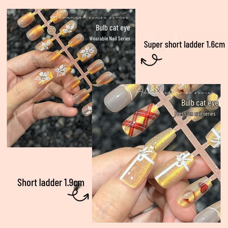 Rhinestone Gradient Blush Mermaid Cat-Eye Camellia Lily Nail Stickers - Set of 30 Pieces