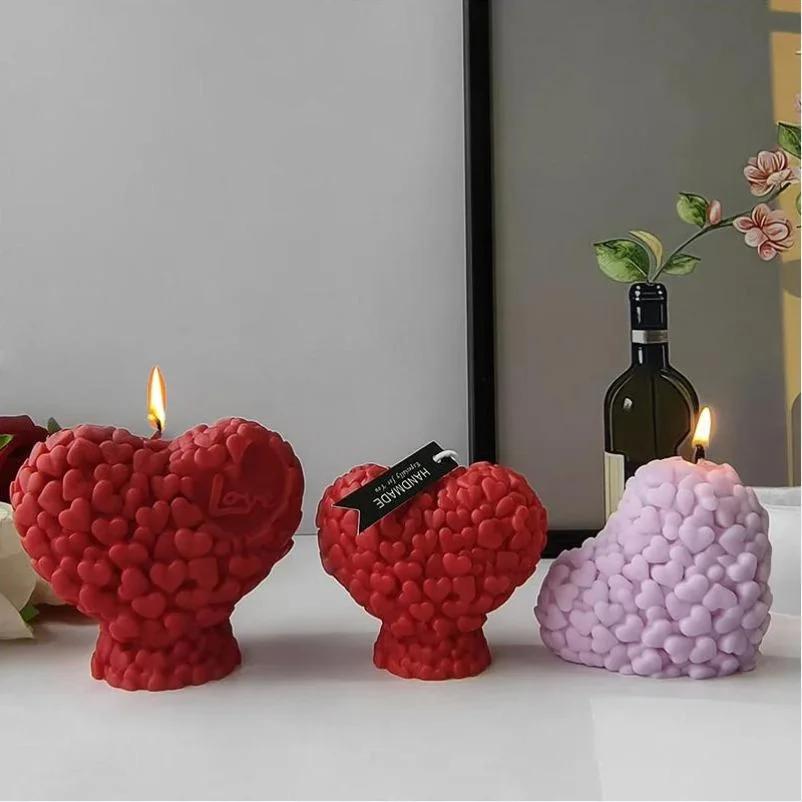 1 Pcs Heart-shaped Rose Handmade Silicone Candle Molds Love Chocolate Cake Fudge Making DIY Soap Gypsum Resin Crafts Molds