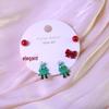 Cute Christmas Tree Bow Stud Earrings - Niche Design for Students