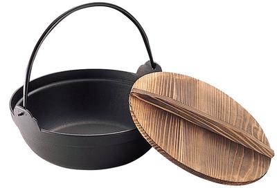 Ikenaga Eisenwerke Irori Topf Eisenkessel 16cm mit Holzdeckel für eine Person S Eisenkessel