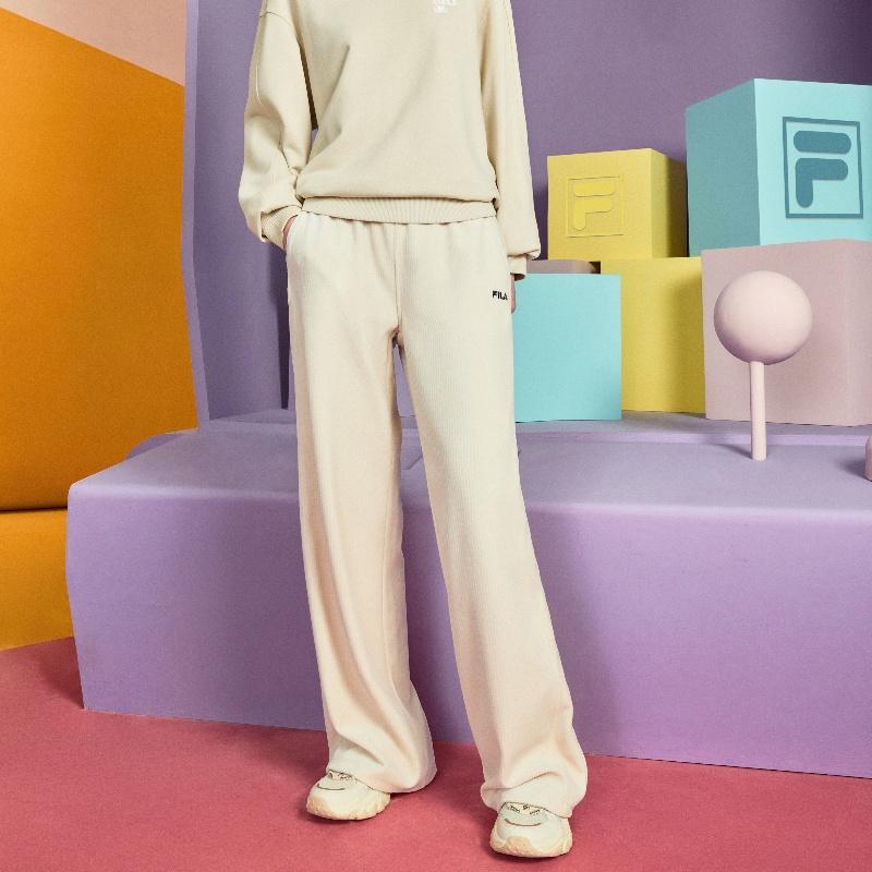New FILA Knitted Sweatpants Women's Almond Khaki F11W439609FBG
