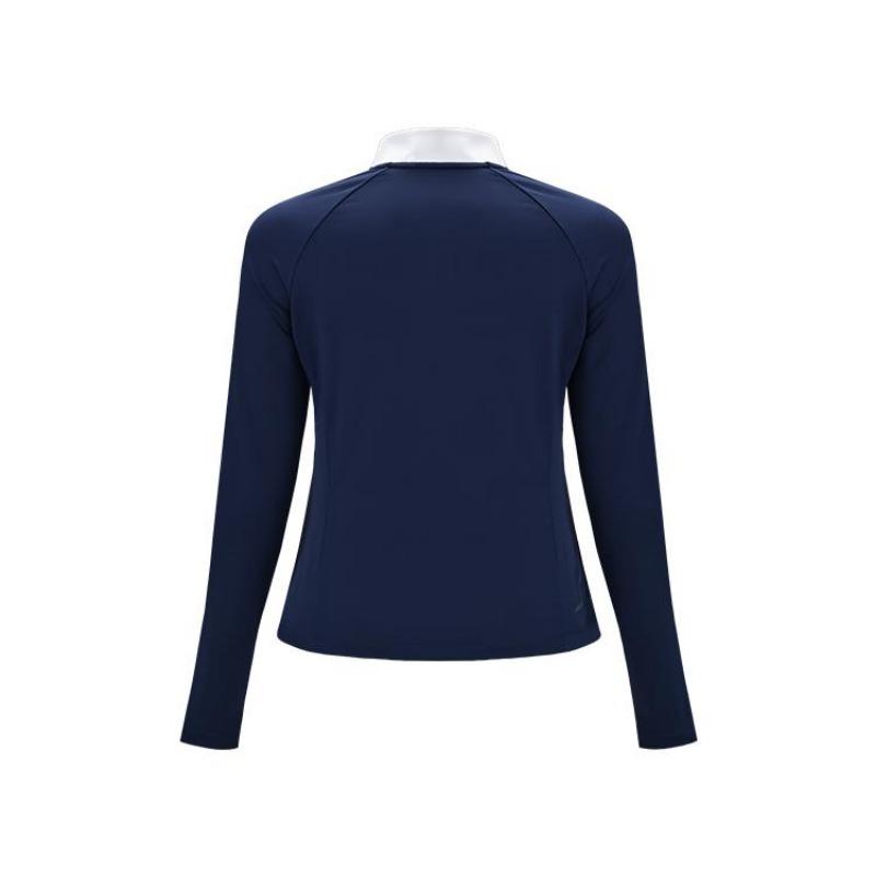 Li-Ning Tennis Series Color Block Fashionable Simple Half-Zip Long Sleeve T-Shirt Women Tops ATLV204-2
