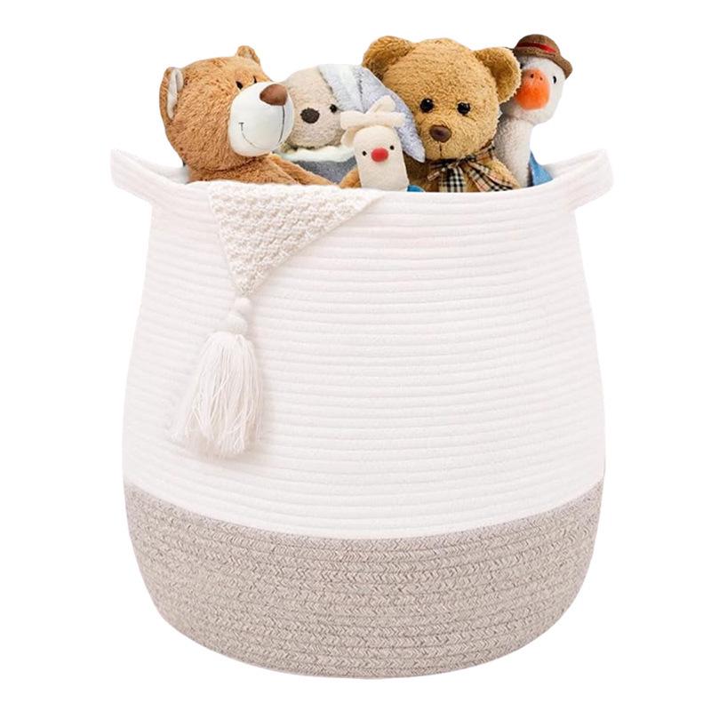 Woven Cotton Rope Storage Basket - Large, Portable Organizer for Snacks, Toys, and Sundries