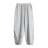 Gray three-bar sweatpants women's spring and autumn new high-waisted and thin Harlan tied feet casual wide-leg sweatpants