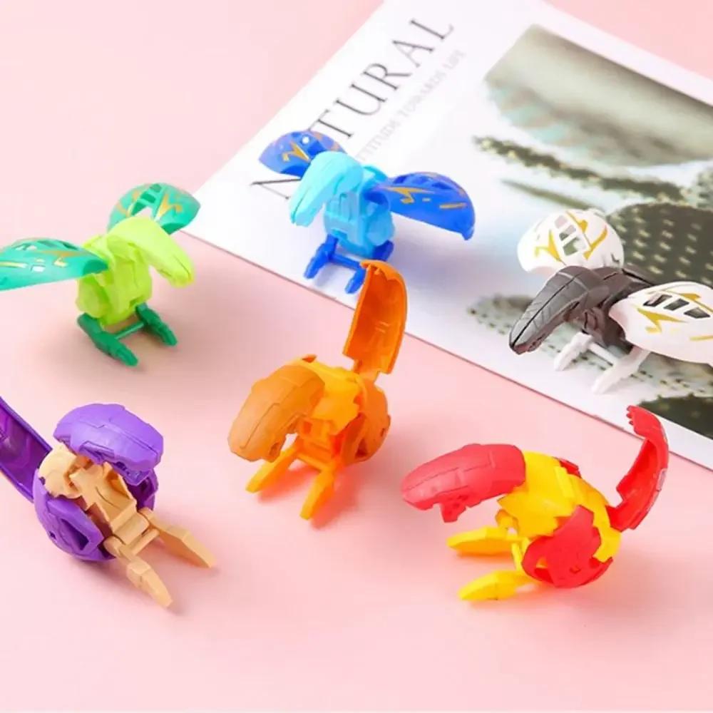 7pcs Plastic Dinosaur Transformed Egg Random Color Multistyles Simulation Dinosaur Egg Deformation Dinosaur Egg Novelty Gag Toys