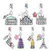Copper Vienna Opera Charms Beads Eiffel Tower Colosseum Tokyo Pendant Fit Original Bracelet Diy For Women Jewelry