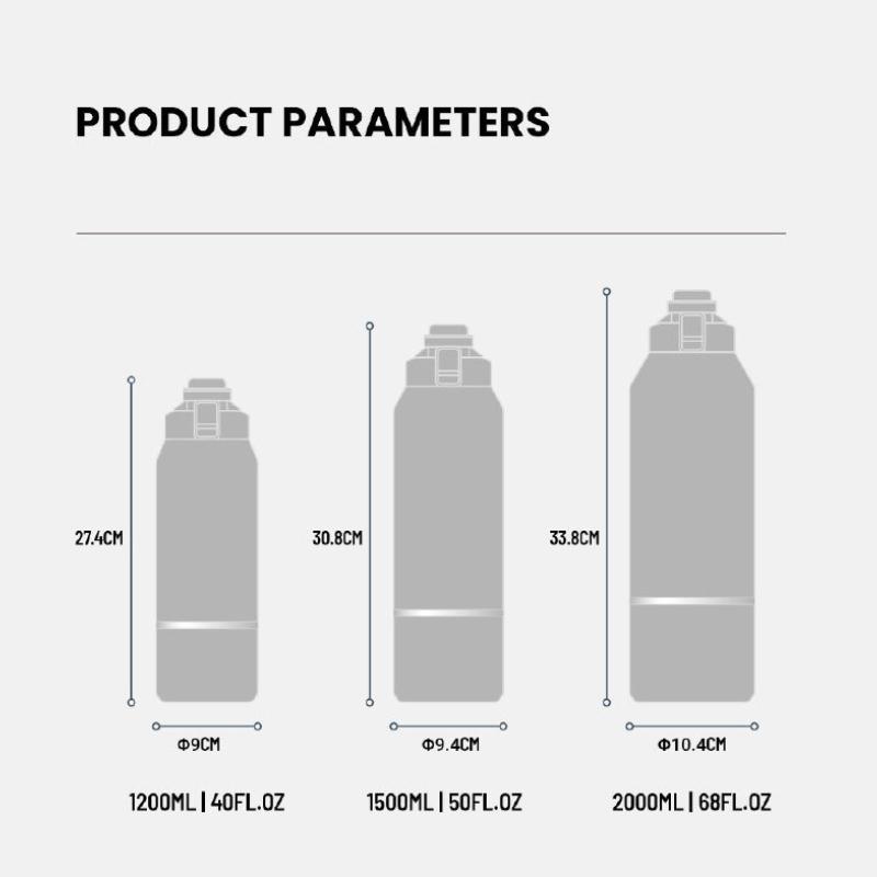 TYESO 1200/1500ML Thermo Bottle Stainless Steel Vaccum Travel Mug Leak-Proof Outdoor Sports Water Bottle Large Capacity Tumbler