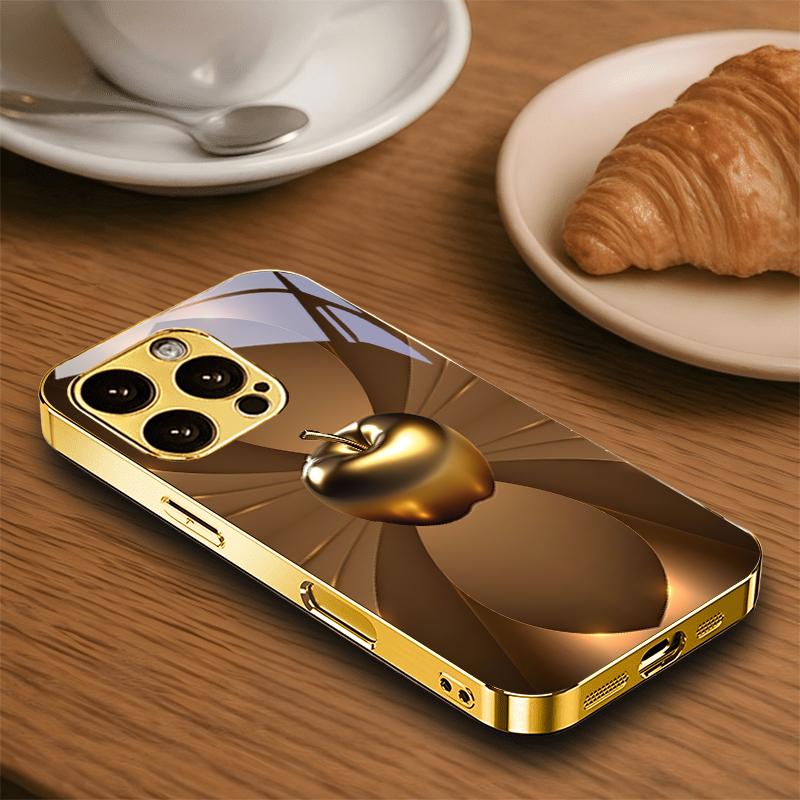 Lucky Flower Petals Electroplated Golden Phone Case For iPhone 14 17 16 15 13 12 11 Pro Max Plus 16E 17Air XR 7 8 XS Back Cover