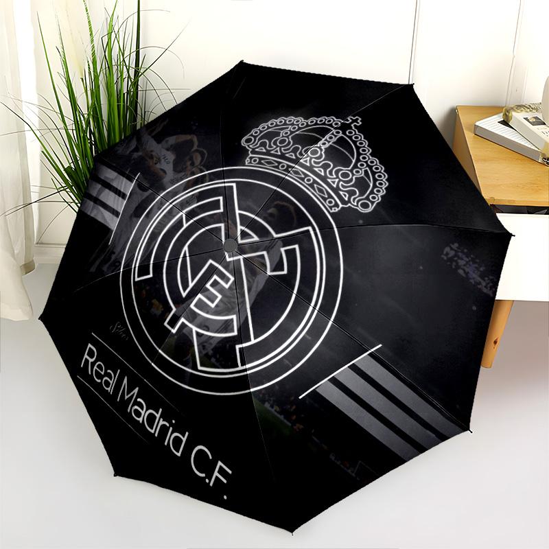 Real Madrid CF  pattern, automatic folding umbrella, portable and foldable design, 8 ribs, a Christmas or birthday gift.
