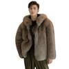 Autumn and Winter New Men's Imitation Fox Fur Coat Trendy Wool Coat Hooded Thickened Jacket Velvet Leather Jacket
