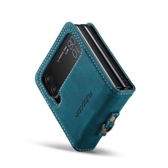 Antypoślizgowa skórzana składana obudowa Funda do Samsung Galaxy Z Flip4 Flip 4 5g Zflip4 Matowa, precyzyjna obudowa z wycięciem