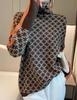 2024 Autumn/Winter Women's Turtleneck Sweater: Retro Pattern, Contrast Color, Knitted Style