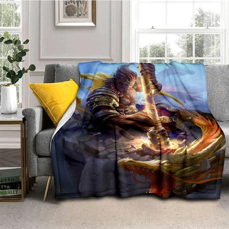 Fantasy The Monkey King Cartoon Blanket Warm Flannel Throw Blanket Bedspread for Bed Sofa Picnic Christmas Birthday Boys Gifts