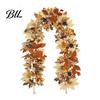Artificial Maple Leaf Garland Fall Wreath, Autumn Vine with Pine Cones Pumpkins, Reusable Decorations for Home Hanging Decor Thanksgiving Harvest